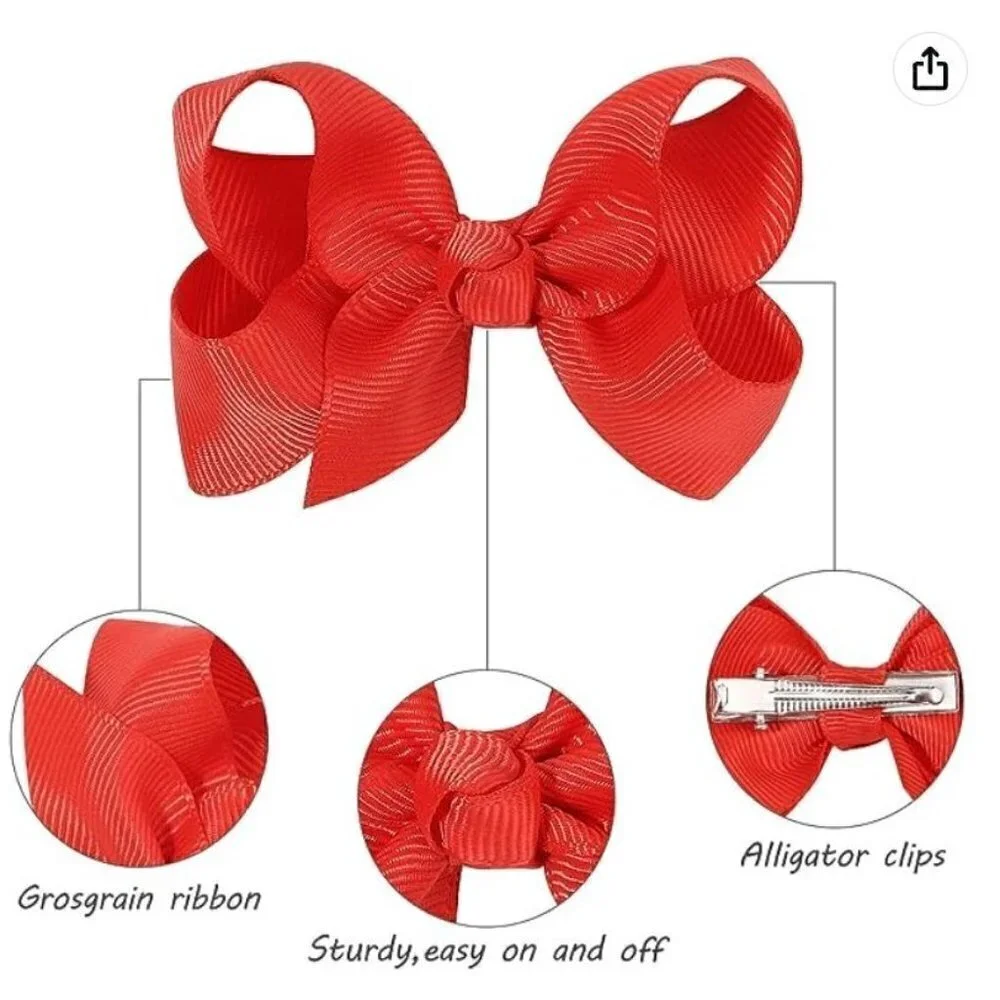 Grosgrain Ribbon Bow x12 Assorted Colors Bundle D